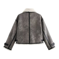 Andreas grå fleecejacka med långa ärmar och dragkedja fram