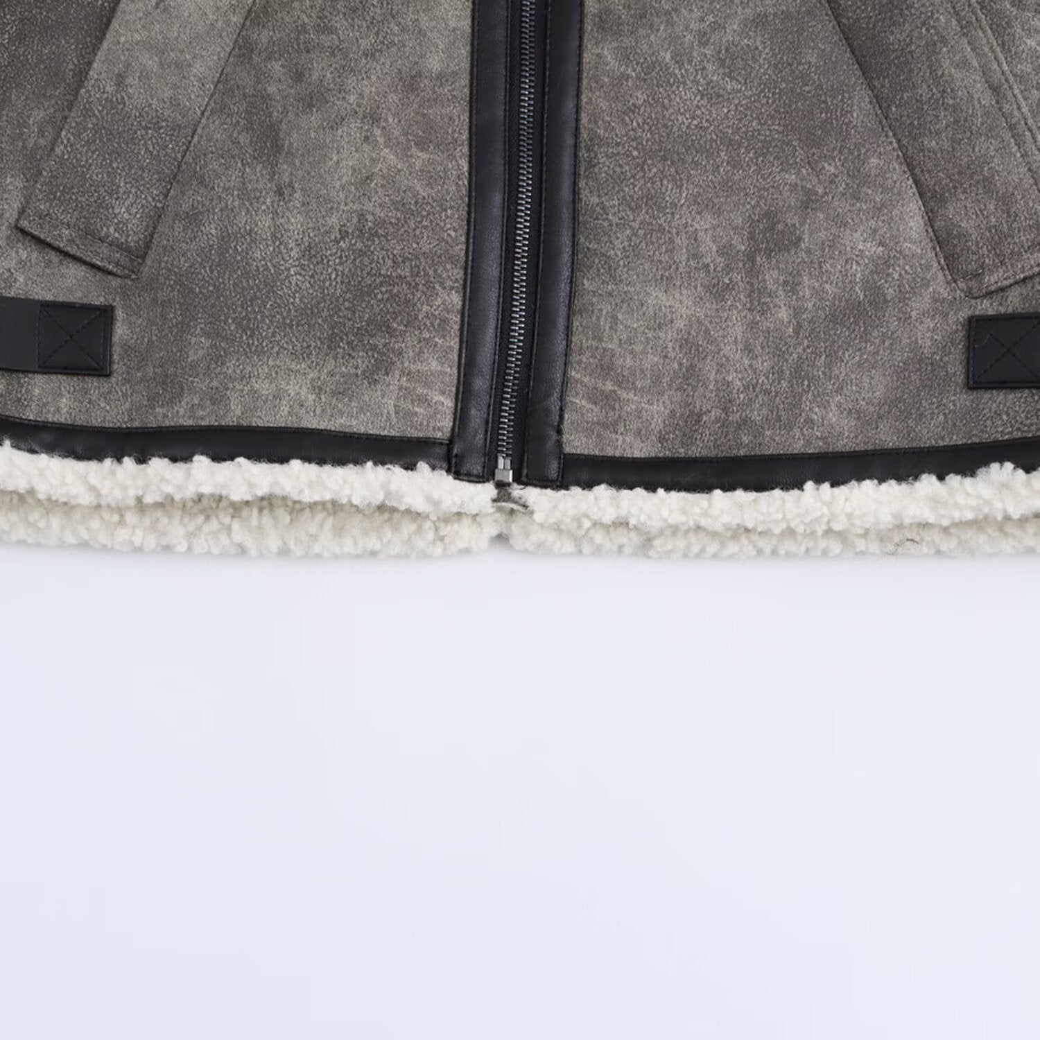 Andreas grå fleecejacka med långa ärmar och dragkedja fram