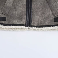 Andreas grå fleecejacka med långa ärmar och dragkedja fram