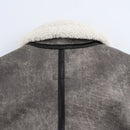 Andreas grå fleecejacka med långa ärmar och dragkedja fram