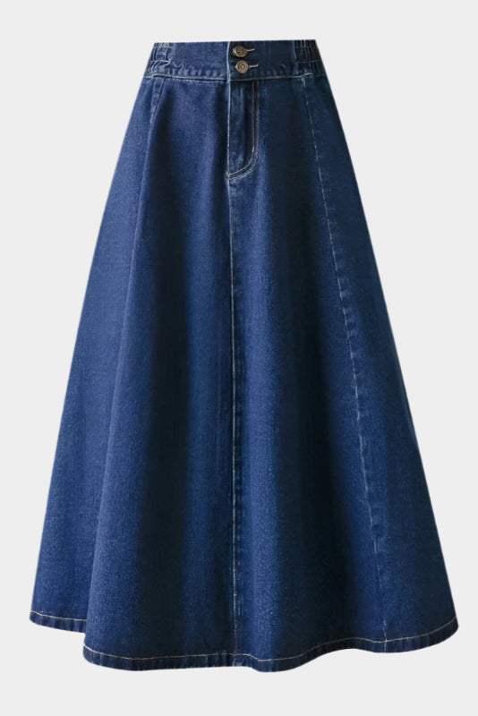 Mellia högmidjad  denim midikjol
