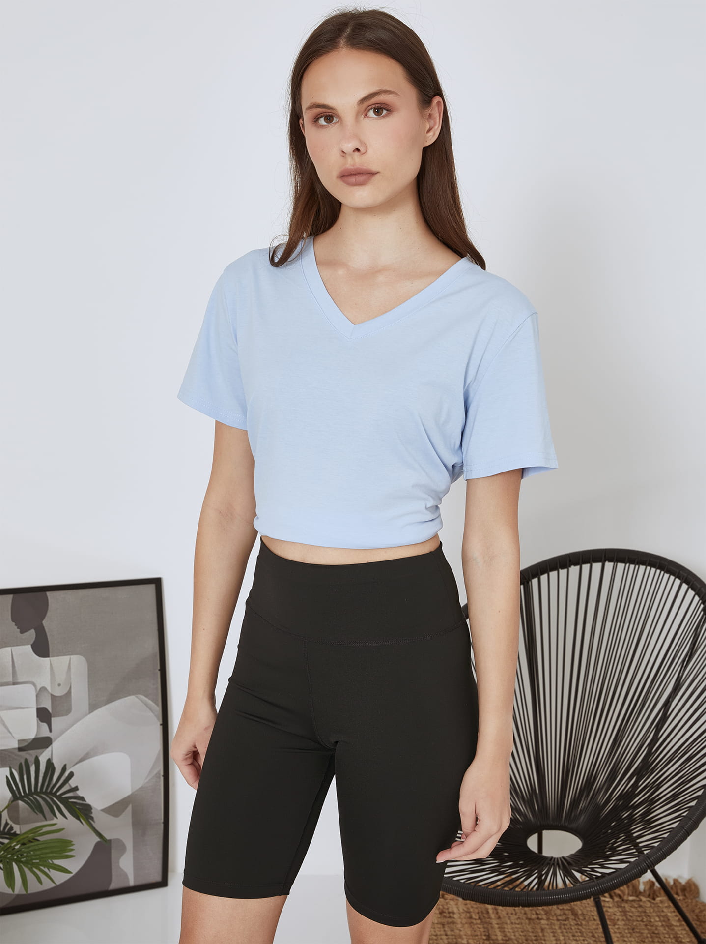 Sportiga smala shorts med hög midja