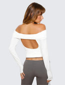 Snygg topp med off-shoulder-mönster och utskärning baktill