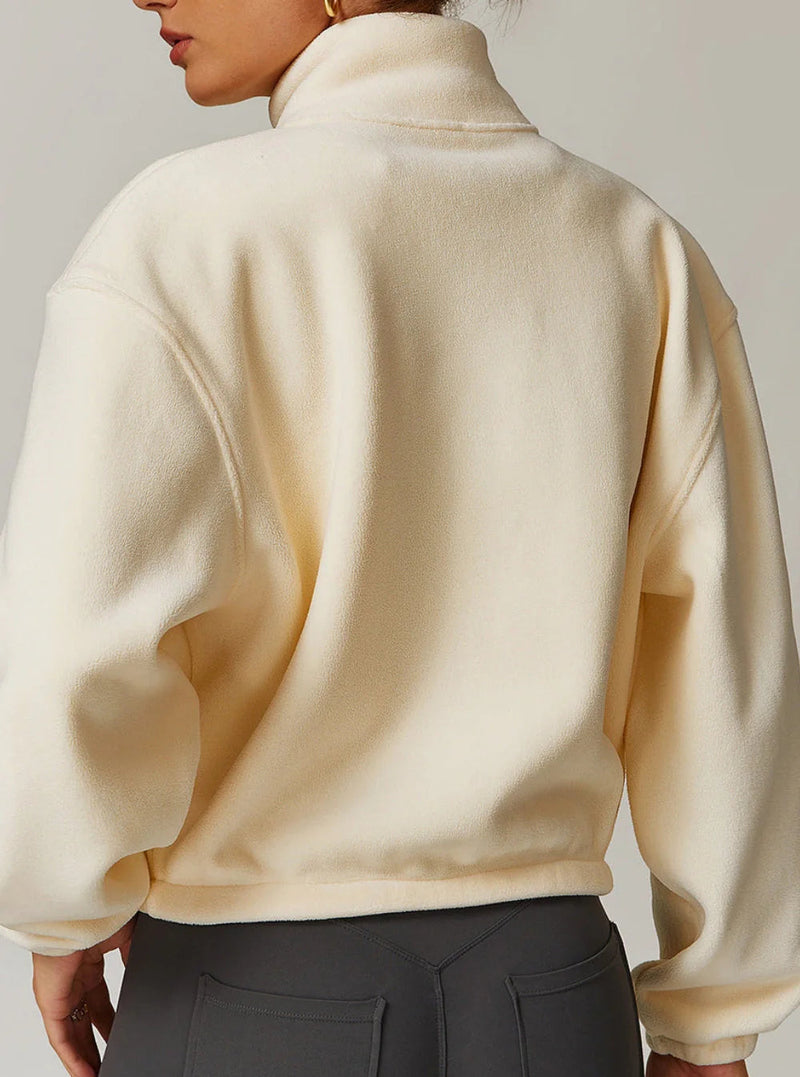 Kort jacka i polar fleece med ståkrage