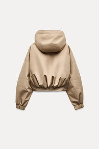 Qessia beige lös jacka med huva