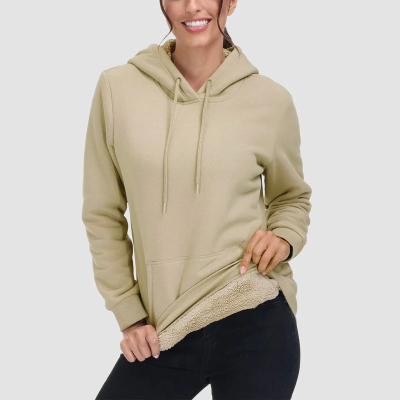 Sherpa-hoodie med premiumfleece på insidan och känguruficka