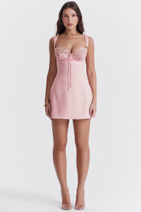 Adriana rosa satin miniklänning