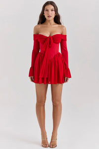 Off shoulder långärmad minidress