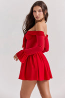 Off shoulder långärmad minidress