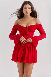 Off shoulder långärmad minidress