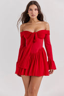 Off shoulder långärmad minidress