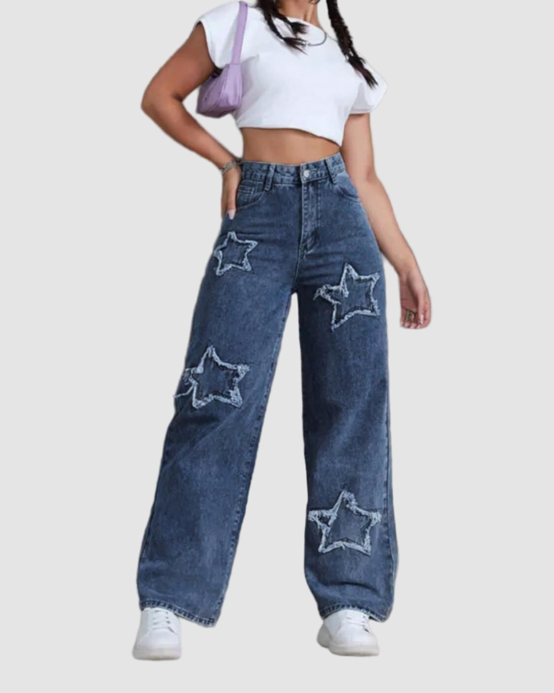 Utsvängda byxor med stjärnmönster