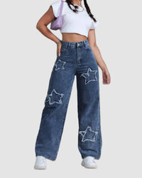 Utsvängda byxor med stjärnmönster