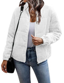 Fleecejacka med randig effekt, med dragkedja och fickor