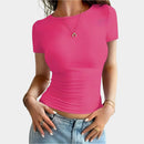 Kort smal t-shirt med rund hals
