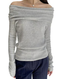 Enkel grå stickad topp med bara axlar