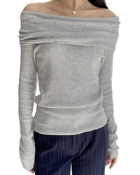 Enkel grå stickad topp med bara axlar