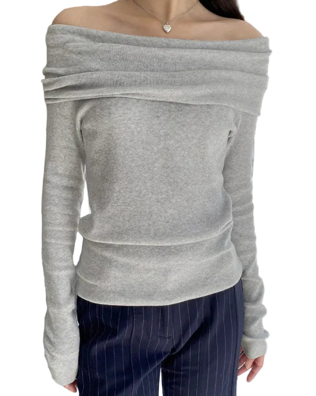 Enkel grå stickad topp med bara axlar