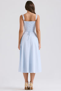 Carmen soft blue Bustier maxi sundress