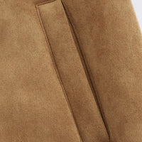 Adryy brun jacka med fransk design, dubbelsidig, halvlång, knappar och fickor