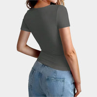 Kort smal t-shirt med rund hals
