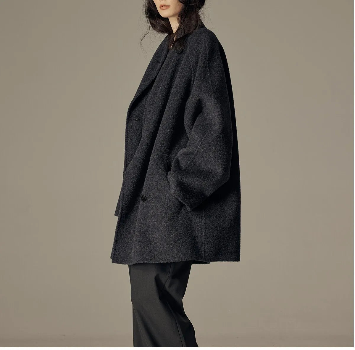 Veronny elegant höstkappa med dubbla rader knappar