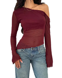 EMY-blus med bara axlar och långa ärmar