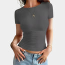 Kort smal t-shirt med rund hals
