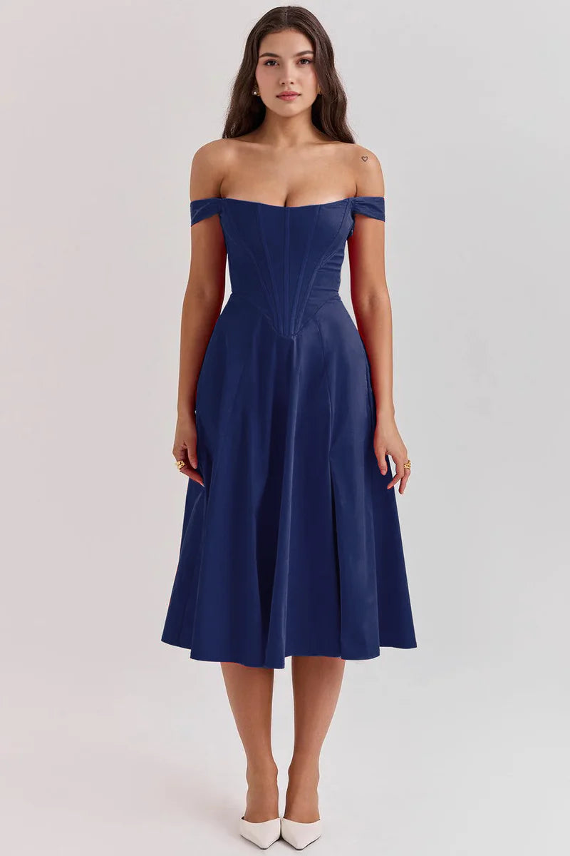 Olivia axelbandslös bustier-midiklänning