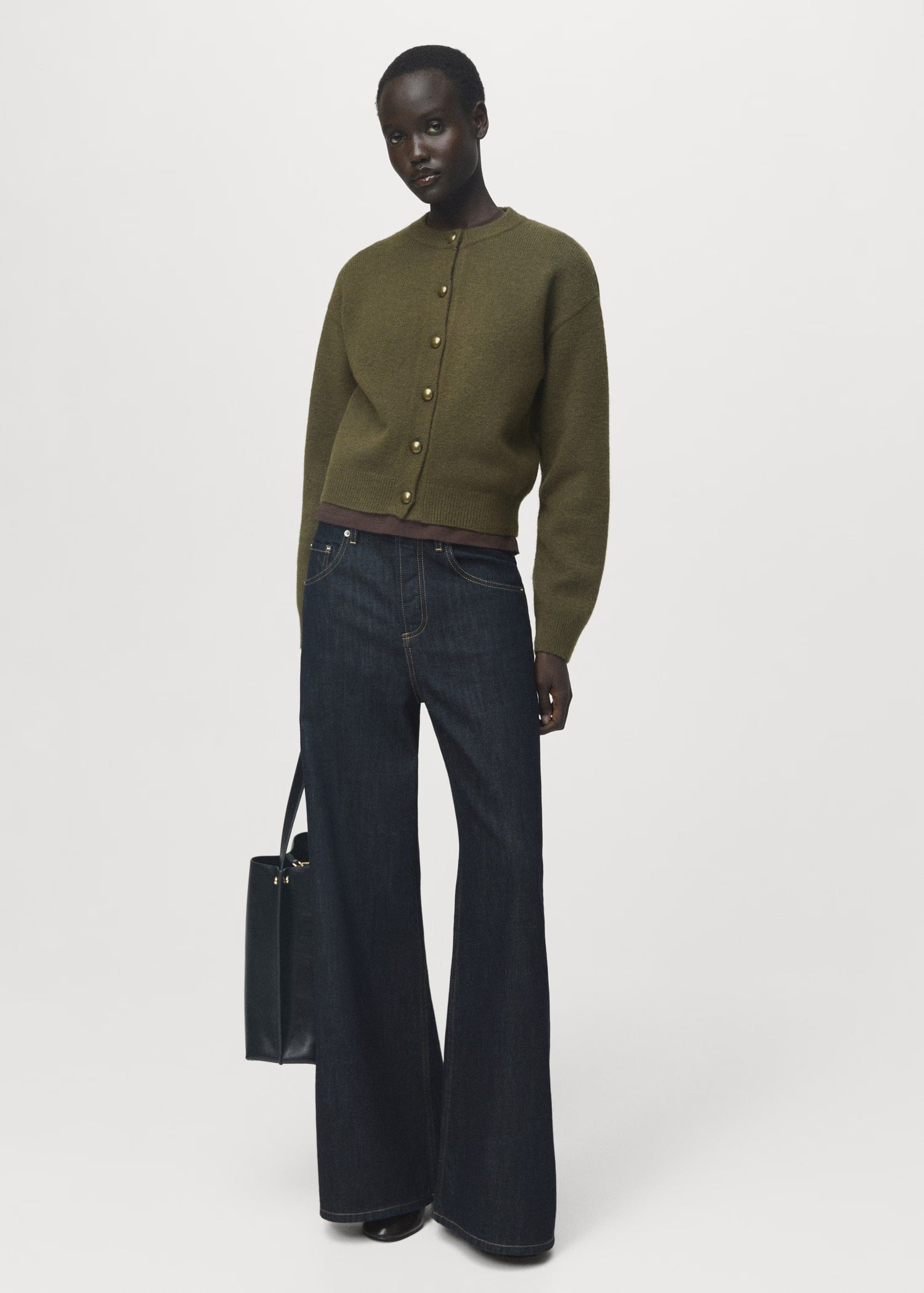 Lenna mörkgrön blus med knappar