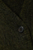 Kort stickad kofta med V-ringning, knappar, enkel rad med knappar