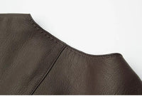 Aurelia mörkbrun äkta skinnjacka, med rund krage, tillverkad av fårskinn, casual