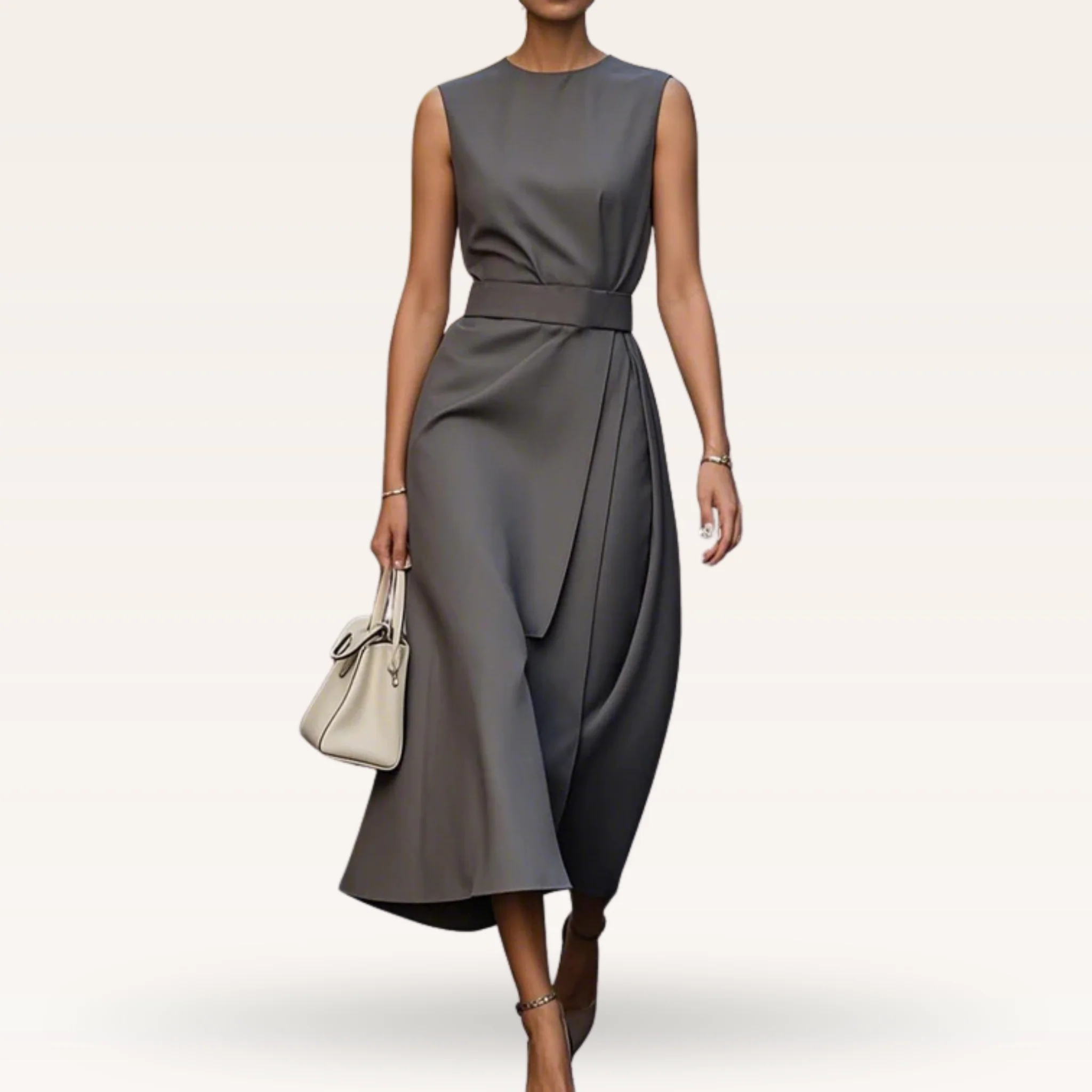 Alla ärmlös klänning, med bälte, med dragkedja baktill