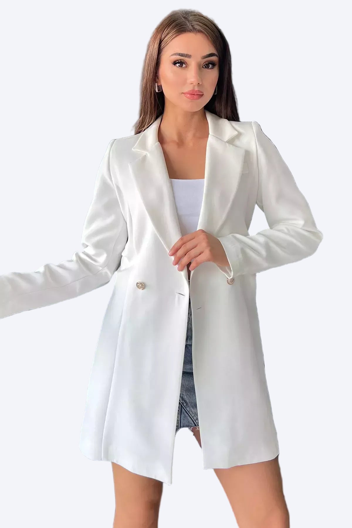 Lory Vit jacka med knapp och v-ringning