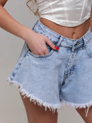 Zaria blå jeans shorts med fickor