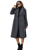 Vivy lång svart kappa med fleece och skärp i midjan