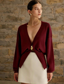 Vivivy stickad kofta med V-ringning och knappar