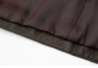 Aurelia mörkbrun äkta skinnjacka, med rund krage, tillverkad av fårskinn, casual