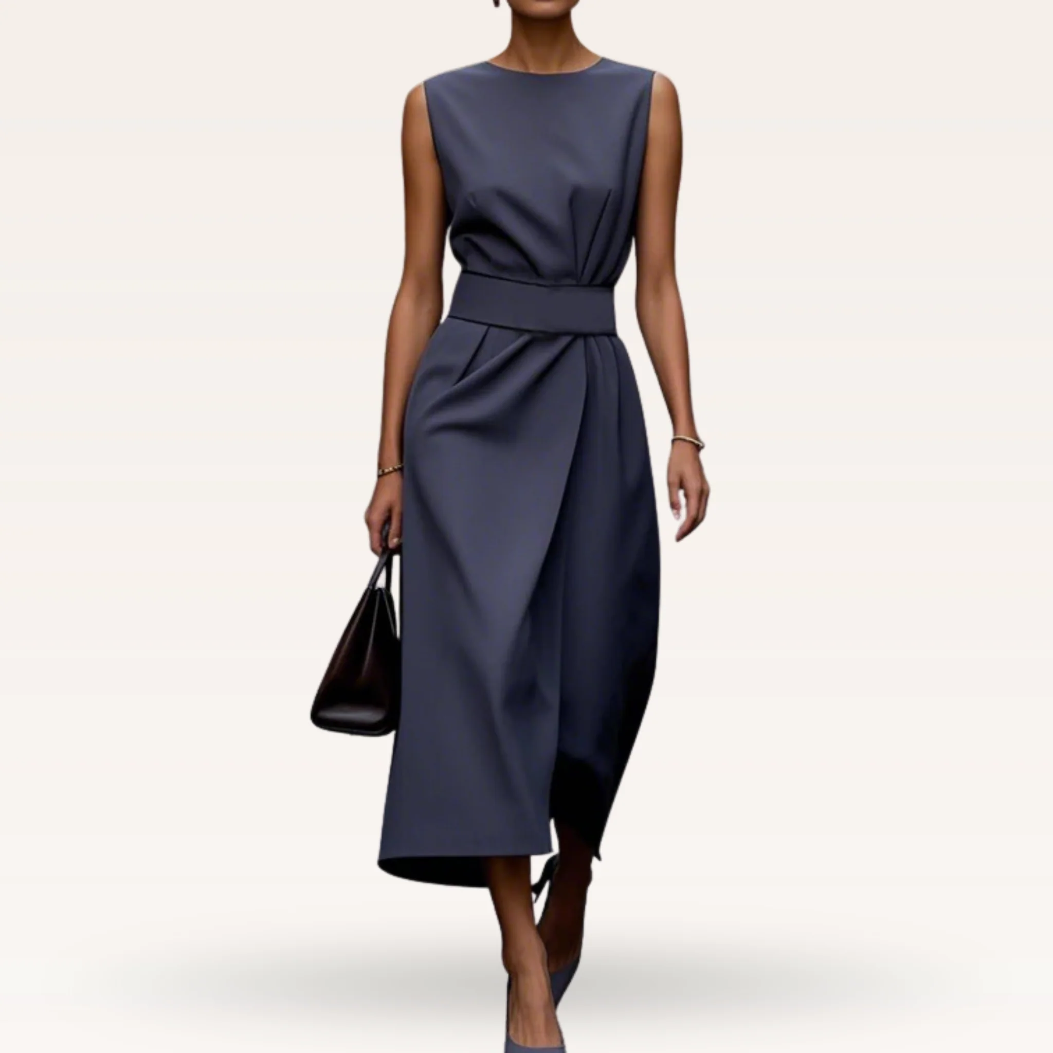 Alla ärmlös klänning, med bälte, med dragkedja baktill