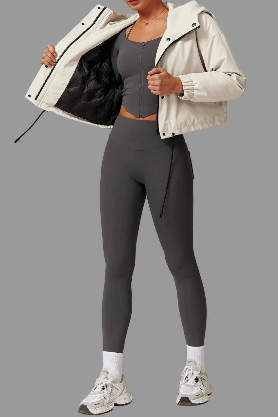 Marseel fleecejacka med huva och dragkedja