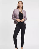 Andry purpur eko-läderjacka med dragkedja fram