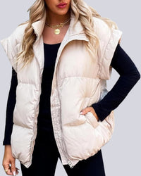 Bomullsväst med ficka och dragkedja