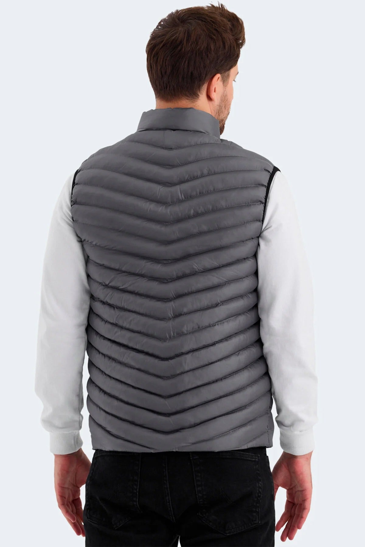 Mörkgrå Octavian-jacka med dragkedja och ärmlös