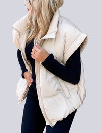 Bomullsväst med ficka och dragkedja