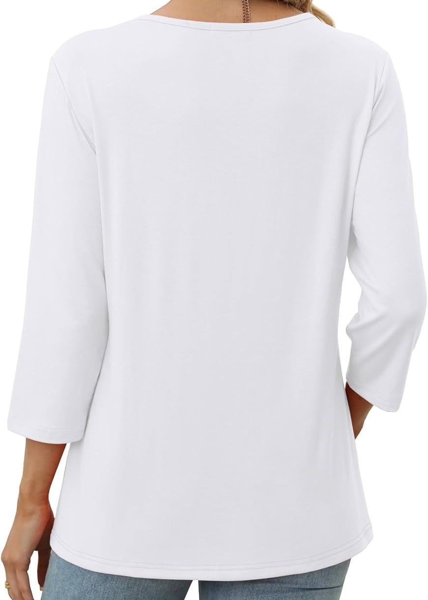 Narcy tröja med v-ringning, knappar och långa ärmar