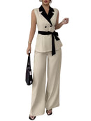 Elegant Julienne-kostym i svart och vitt