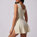 Ärmlös yogajumpsuit med kjol