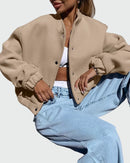 Elenya ljusbrun jacka med fleece inuti och knappar