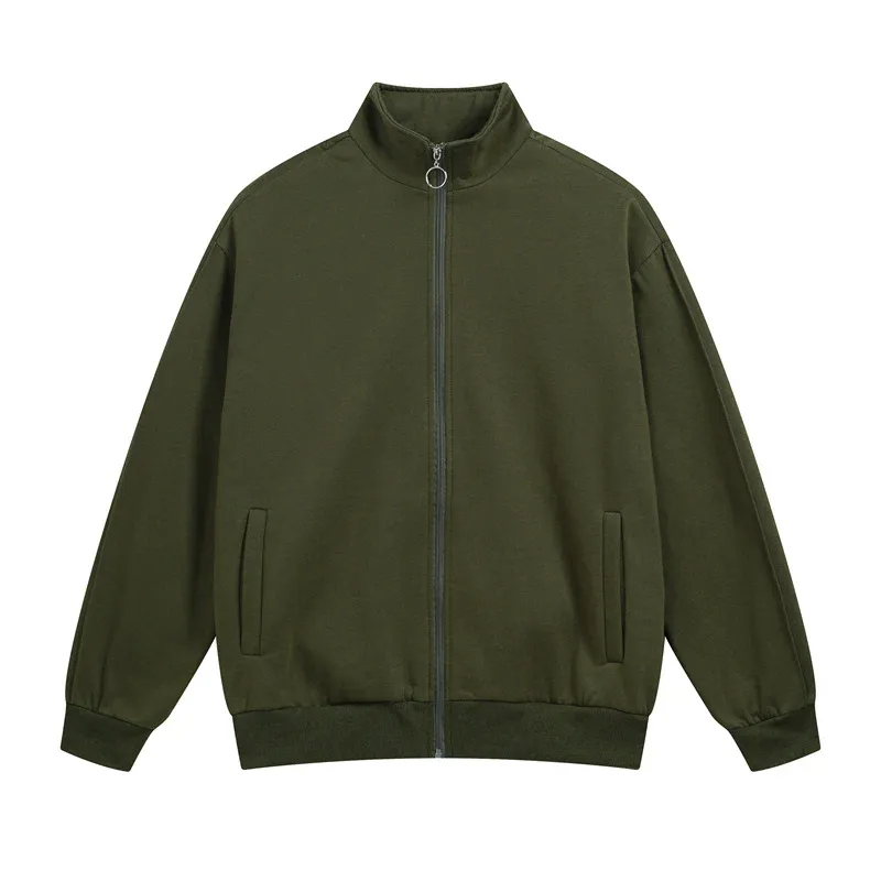 Bomullsjacka med dragkedja och fickor