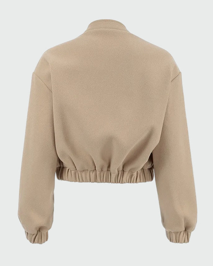 Elenya ljusbrun jacka med fleece inuti och knappar